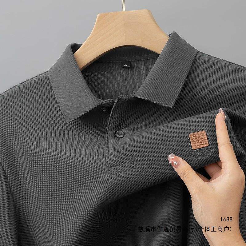New men's short-sleeved polo shirt, solid color T-shirt, summer lapel casual men's top, loose fit, original design.