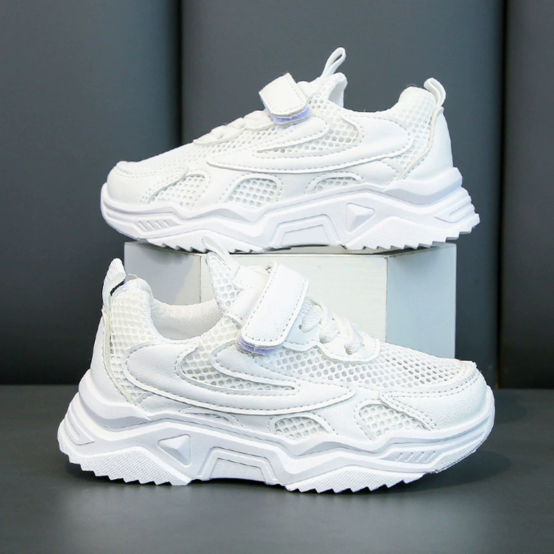 Детская сетчатая обувь дышащая школьная маленькая белая обувь летняя новая сетка красная обувь папы дикая спортивная обувь для мальчиков и девочек на мягкой подошве