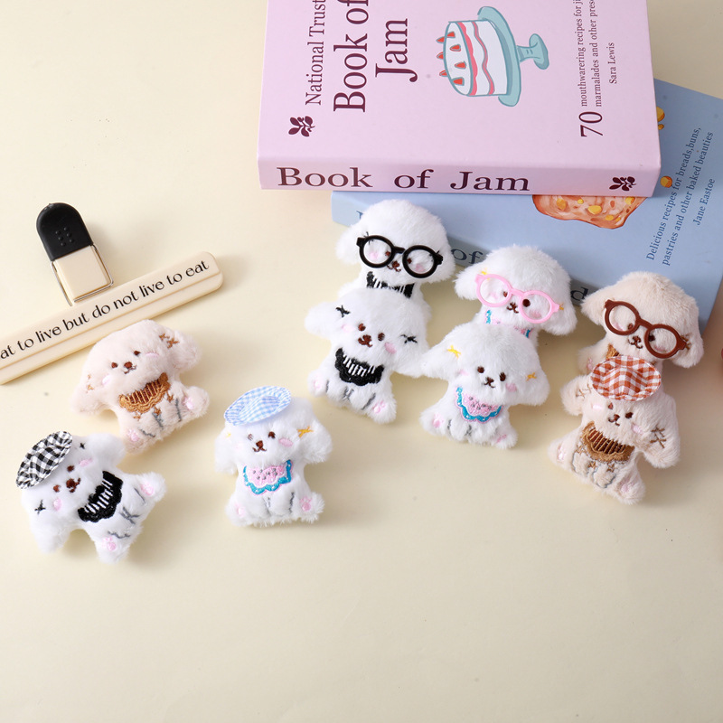 Cute Glasses Hat Puppy Key Chain Pendant Plush Doll West Highland Key Chain Pendant Accessories Accessories