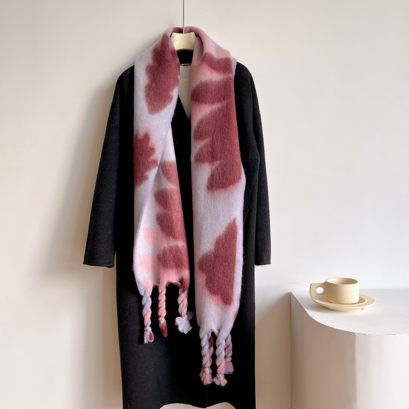 Estilo coreano mohair engrosado mantón de la hoja de arce Otoño e Invierno bufanda cálida de Cachemira versátil bufanda larga borla