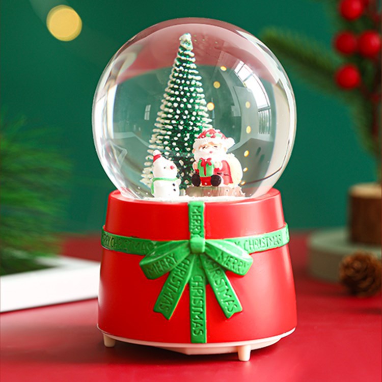  Christmas crystal ball music box small ornaments home decoration automatic snow resin crafts to map customization