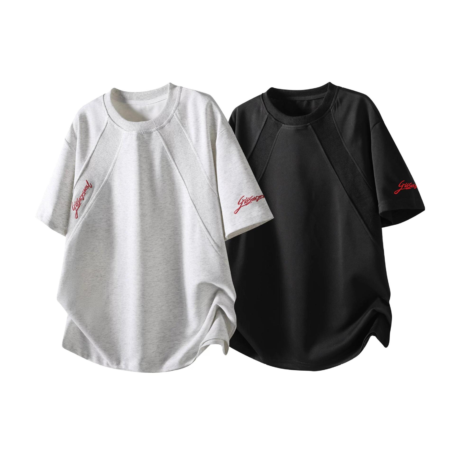 Men's short-sleeve T-shirt, trendy brand, summer loose fit, 2026 new model, popular online, trendy ins style, simple ribbed top
