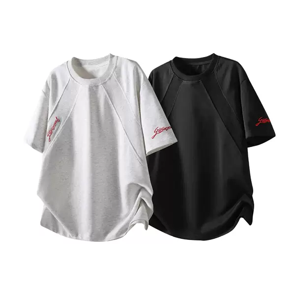 Men's short-sleeve T-shirt, trendy brand, summer loose fit, 2026 new model, popular online, trendy ins style, simple ribbed top