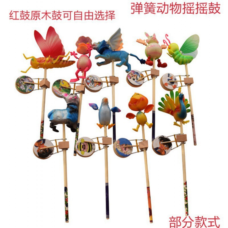 玩具摇摇鼓木偶鼓木质手摇庙会开心木头人地摊垒德株