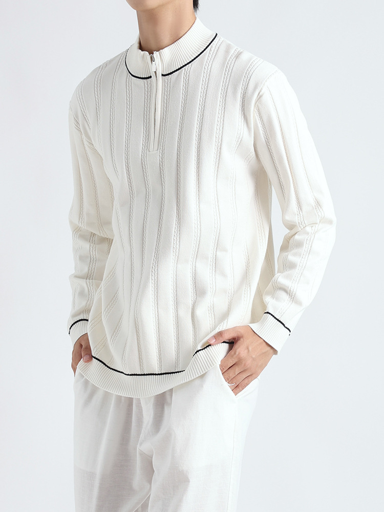 Lujo ligero para hombres de cuello medio alto polo polo polo de alto nivel de negocios suéter casual jersey polo