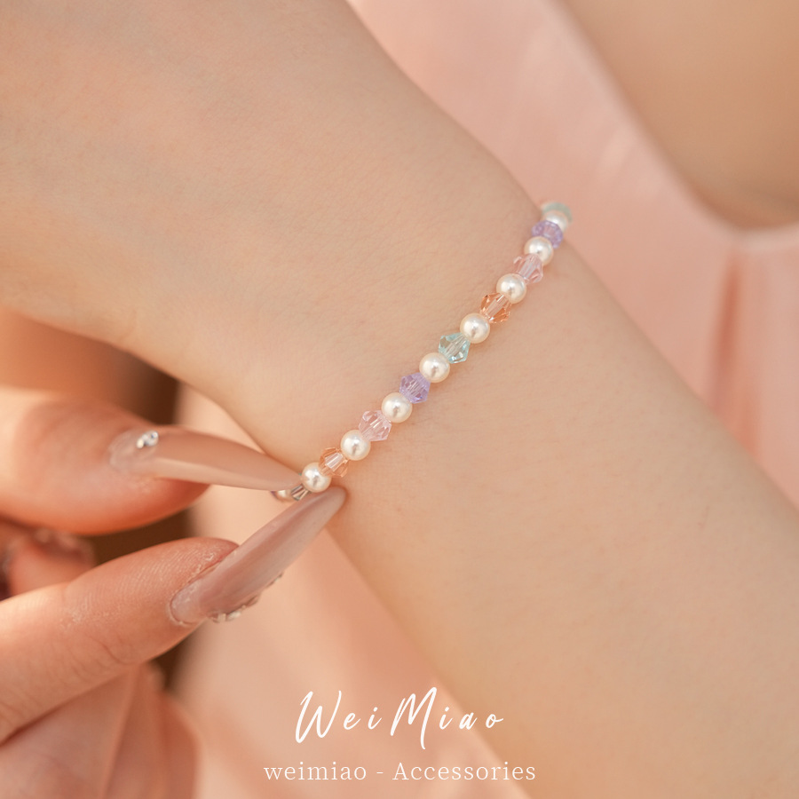 Pulseras de perlas frescas y dulces de color lujosas de nicho de alta calidad pulseras temperamento diario joyas de mano para mujeres image 5