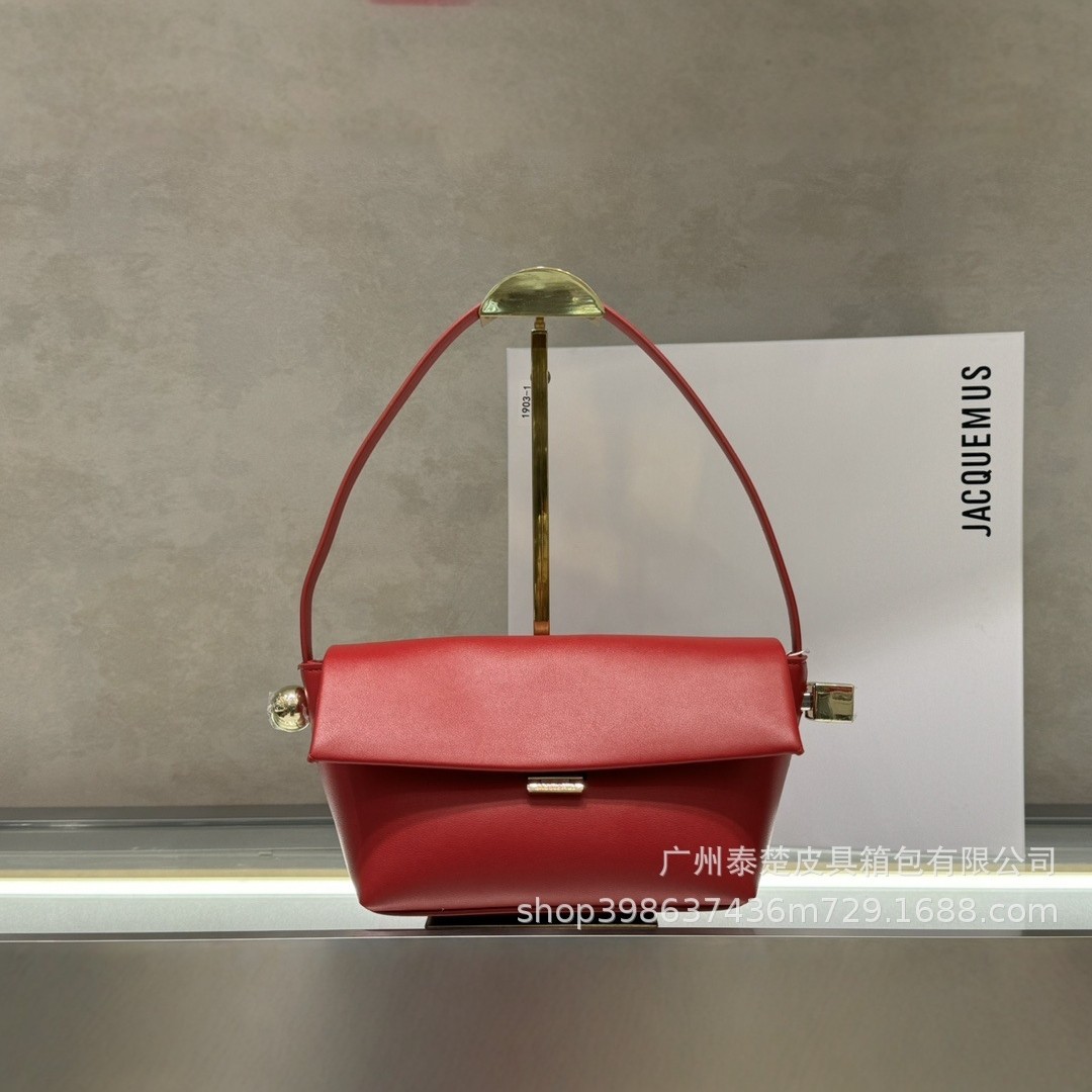 2025 New Genuine Leather Small Square Bag For Women Fashion Versatile Shoulder Handbag Minimalist Metal Ball Underarm Bag