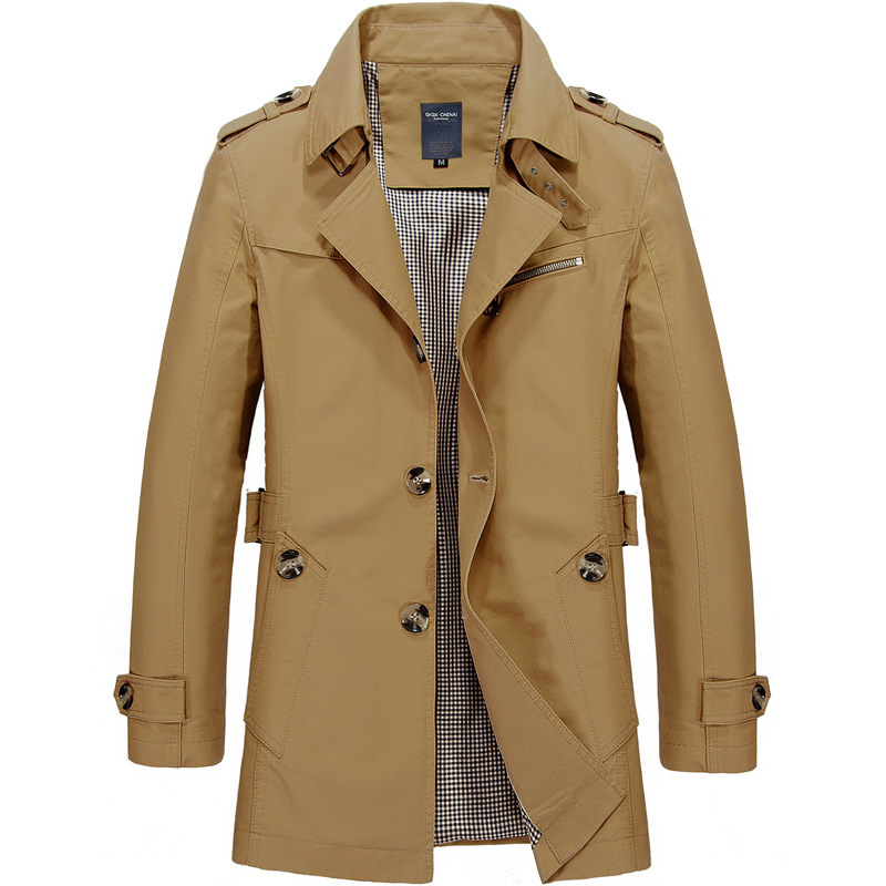 Men's casual jacket, mid to long workwear with thick fleece windbreaker, outerwear for men in autumn and winter_voghion.com