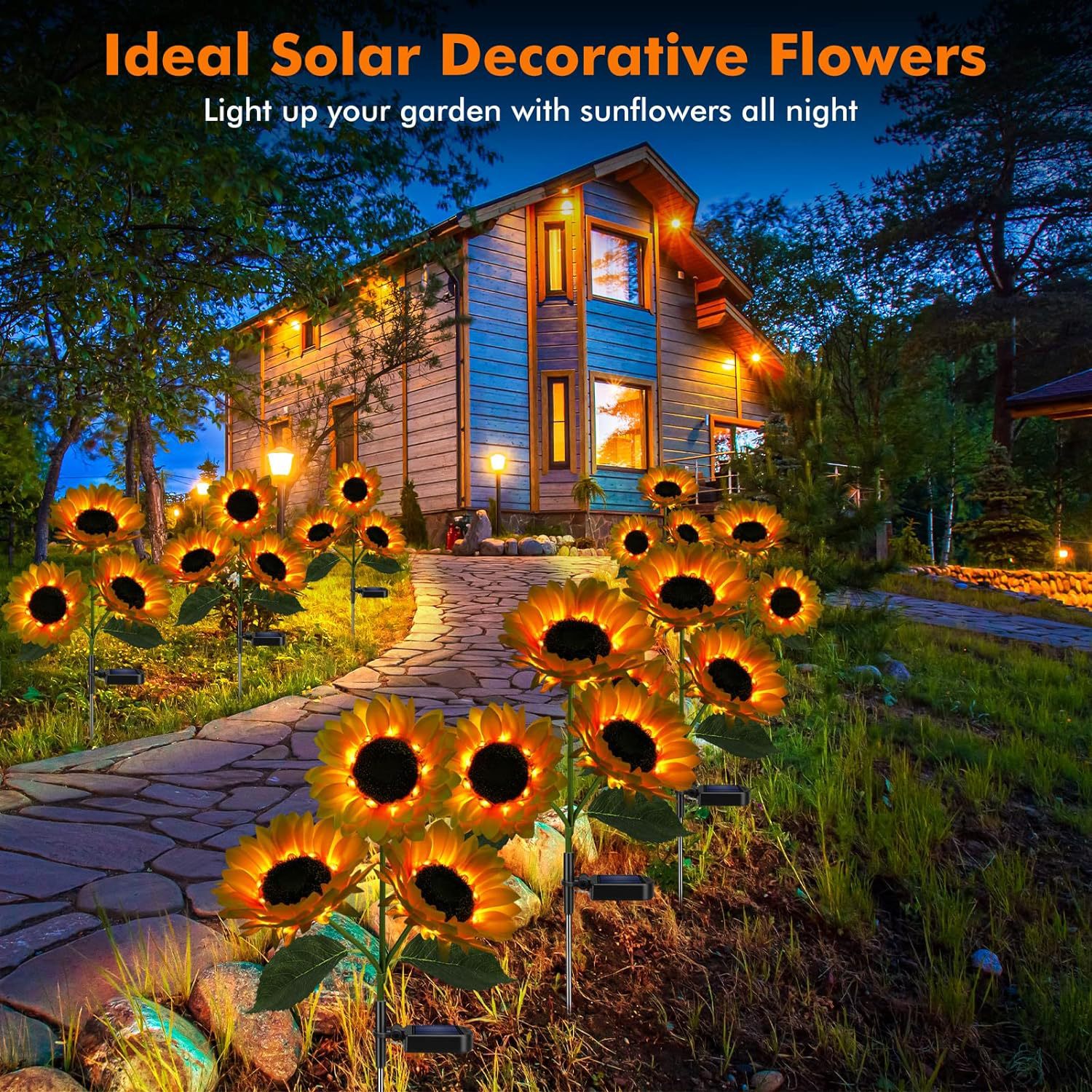 Lámpara Solar Decorativa para Jardín, con Forma de Girasol, para Exteriores, Patio, Césped, con Enchufe para el Suelo, Luz LED