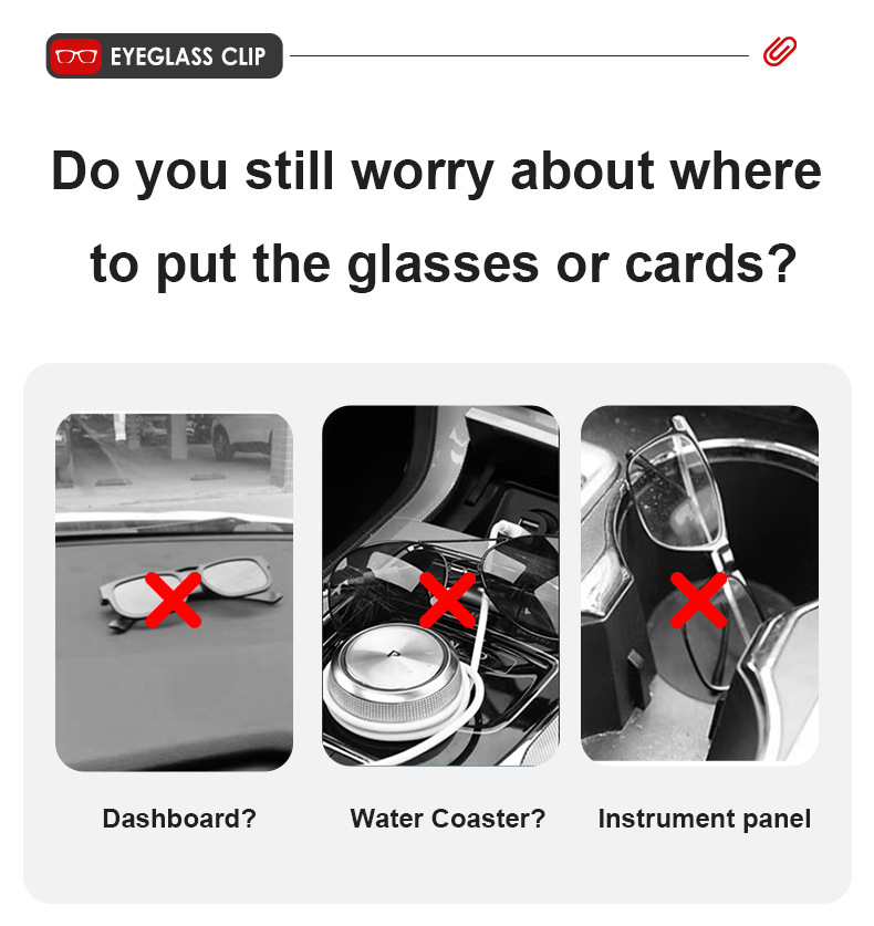 Car Multifunctional Glasses Clip, Ticket Clip, Practical High-End Round Eye Clip, Multifunctional Accessories, Fashionable