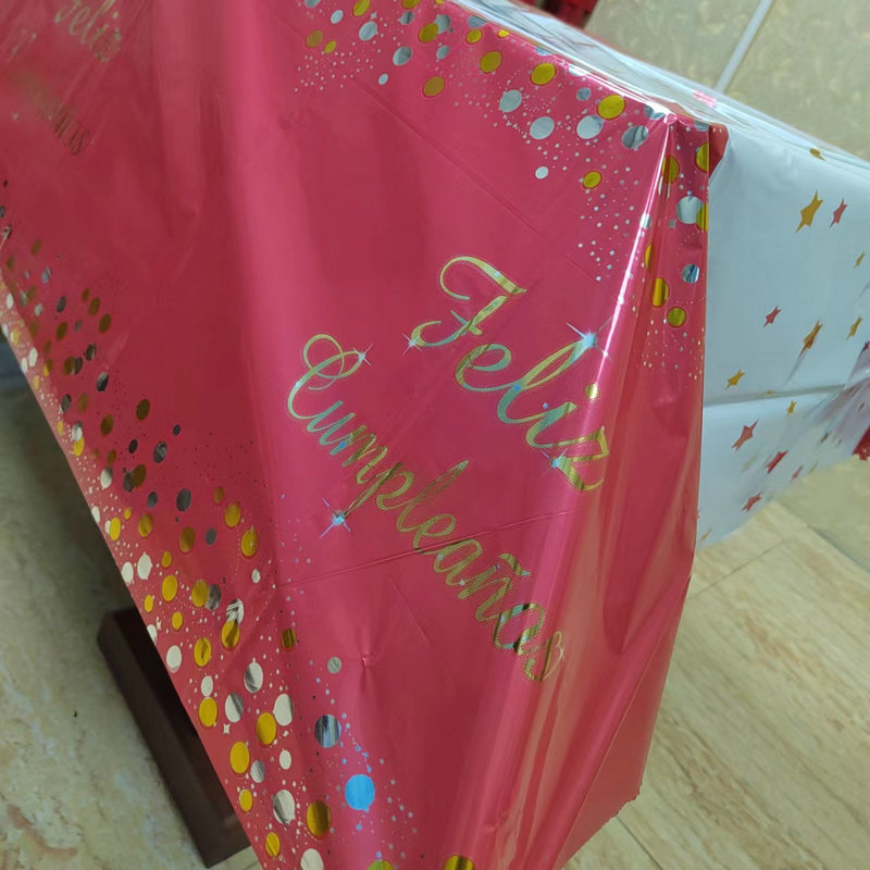 Mantel desechable transfronterizo para fiesta de cumpleaños fiesta navideña decoración a color película metálica de aluminio engrosado al por mayor