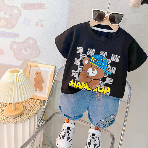 Set of two summer outfits for boys, stylish thin jeans for toddlers, fashionable new summer clothes for kids, boys' summer suits, 2888.