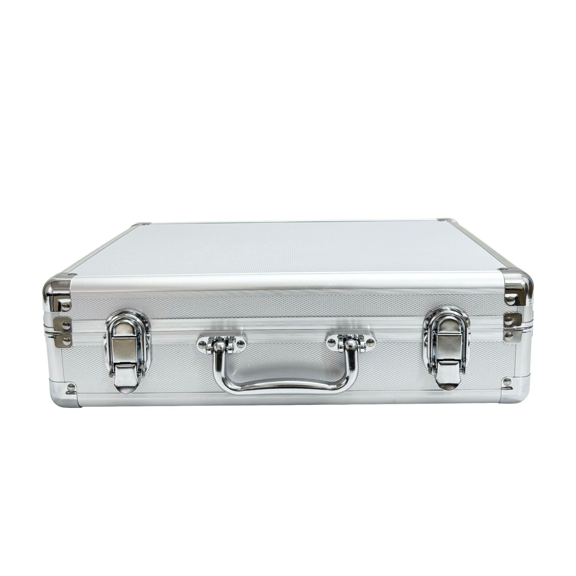 Caja de aleación de aluminio de la fábrica de origen, equipo de gran capacidad de plata portátil, caja de almacenamiento de herramientas, venta al por menor