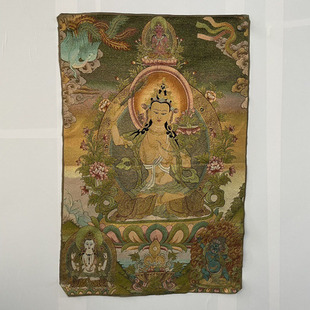 Green Tara Painting Core Thangka Living Room Hanging Painting Manufacturer Wholesale Antique Xizang Buddha Embroider Painting Core Antique Nostalgic