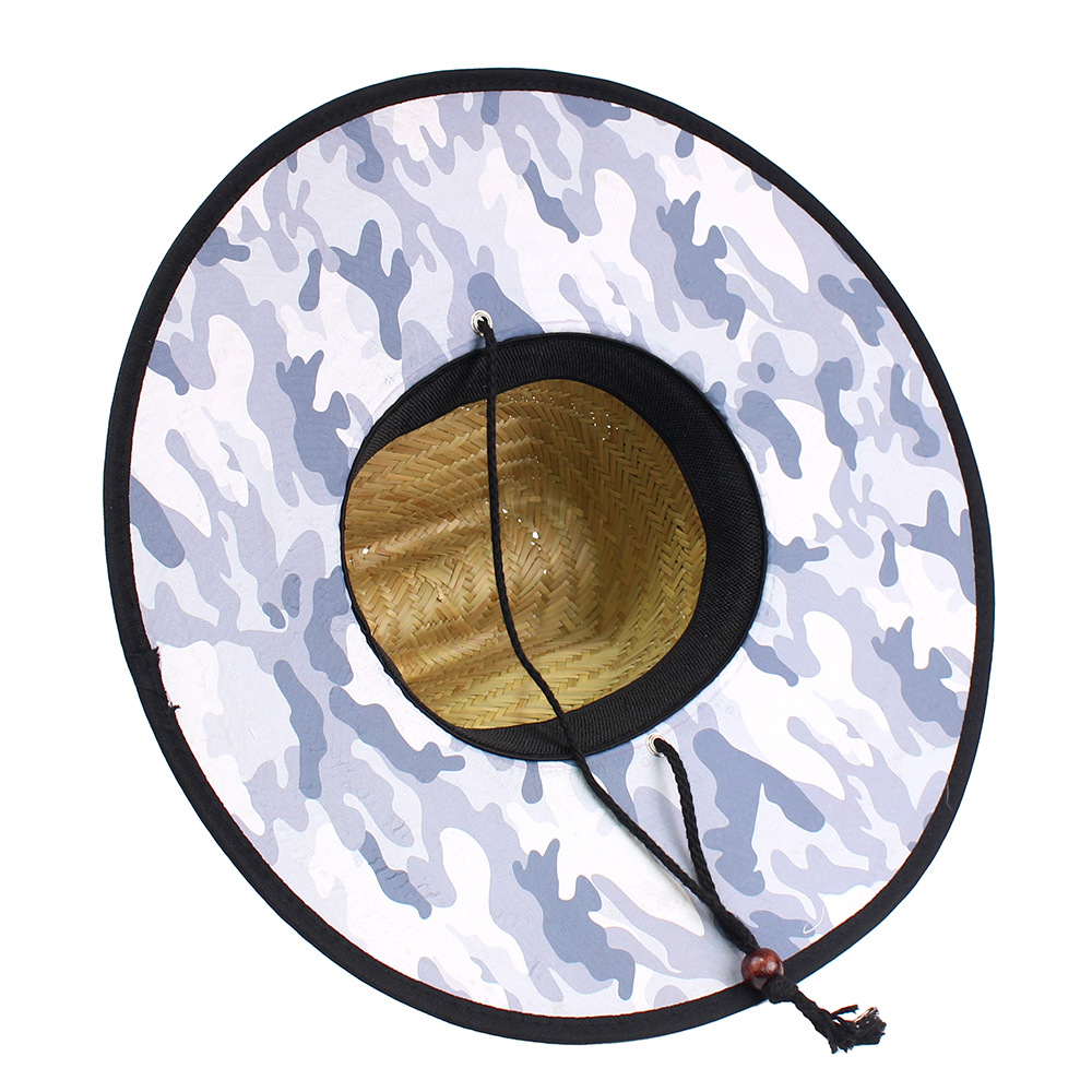 Sombrero de paja para hombre estilo playa, diseño salvavidas, moda verano 2024