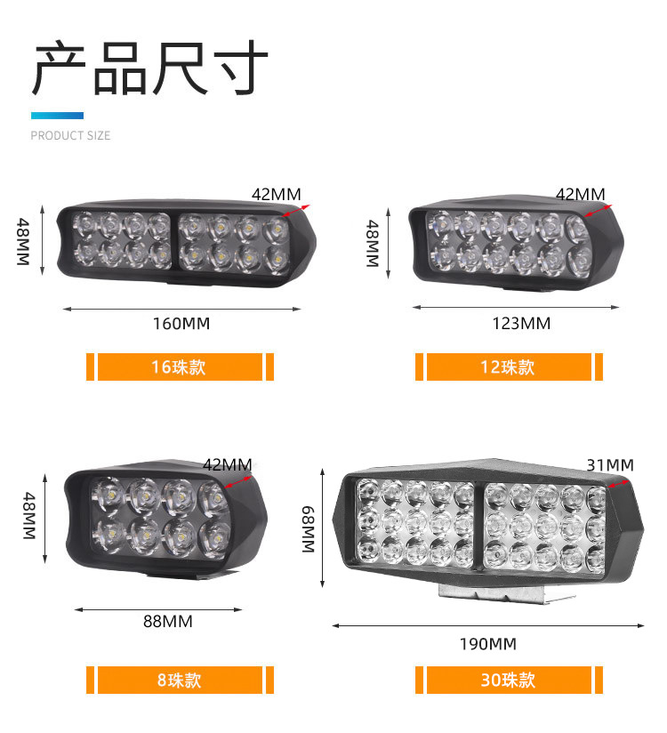 Electric Motorcycle Light Modification External Spotlight Ultra-Bright 12V-60V Three-Wheel Electric Vehicle Strong Led Headlight Spotlight