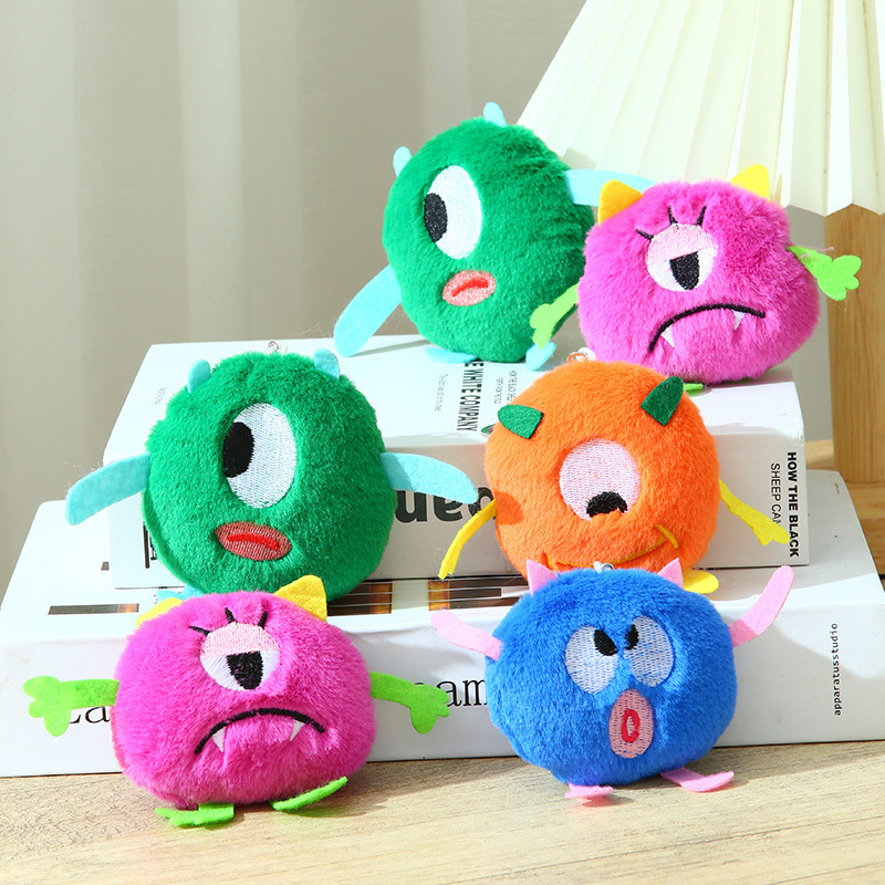 Cartoon plush monster with accessories