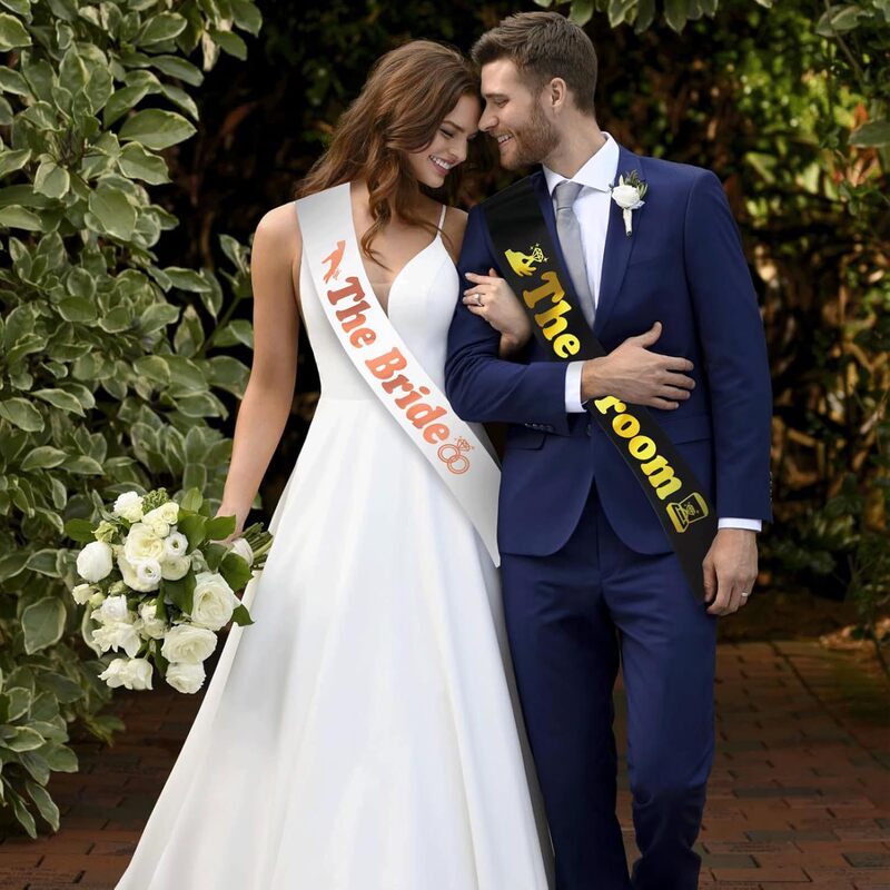 2-Piece Set of Bride and Groom Ribbons for Bachelorette Party, Bridal Gift, Engagement Gift