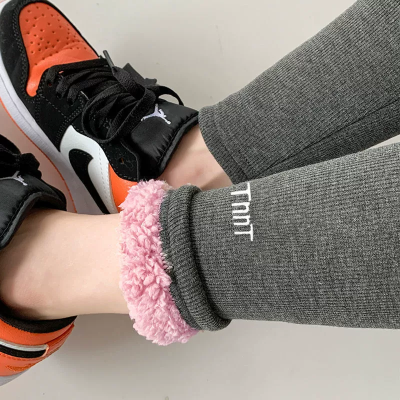 Fleece thin warm velvet leggings, demi-season keep warm trousers