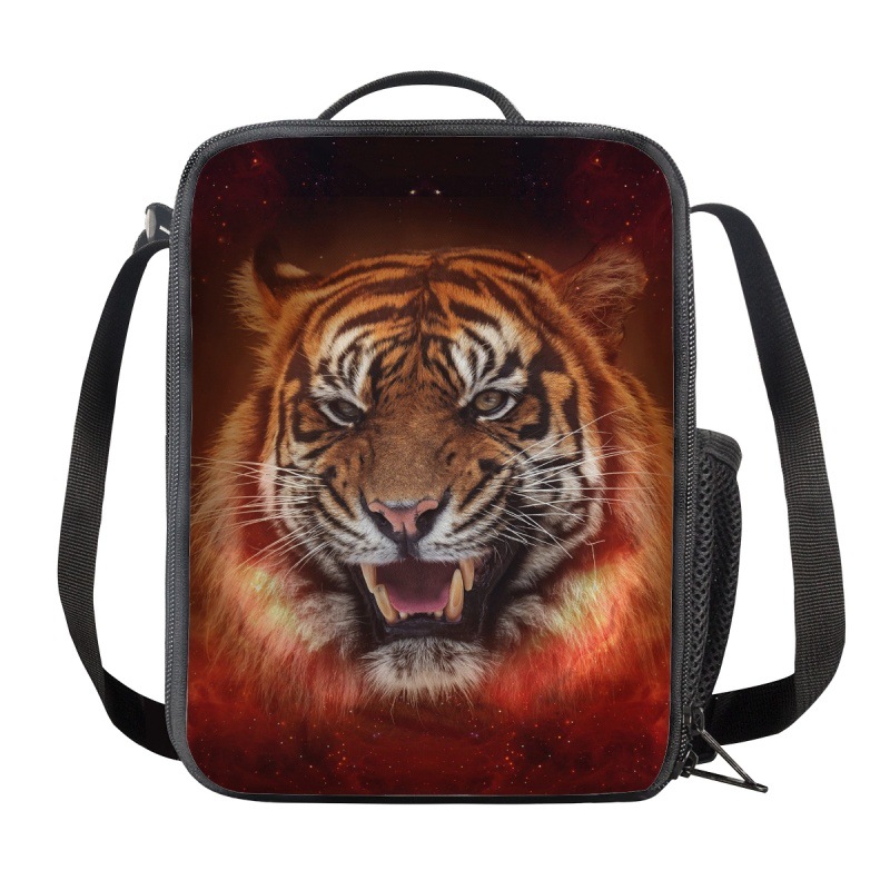 方形便当袋 学生老虎雄狮太空人图案 手提带饭午餐袋上班族午餐包
