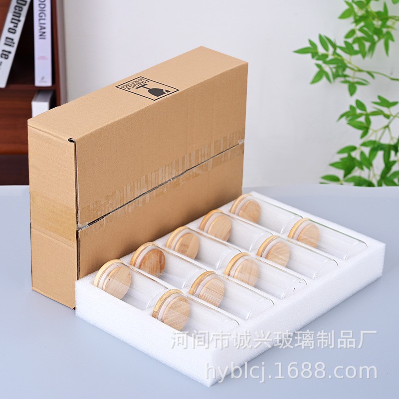Transfronterizo de 10 piezas de algodón de perla cubierta de bambú sellado de vidrio conjunto de tanque de almacenamiento condimento de cocina image 8