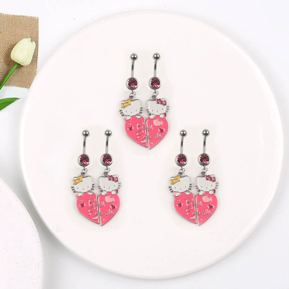 Амазонские трансграничные пирсинг ювелирные изделия взрывы Hello Kitty мультфильм пупок кольцо KTcat из нержавеющей стали пупок гвоздь пирсинг