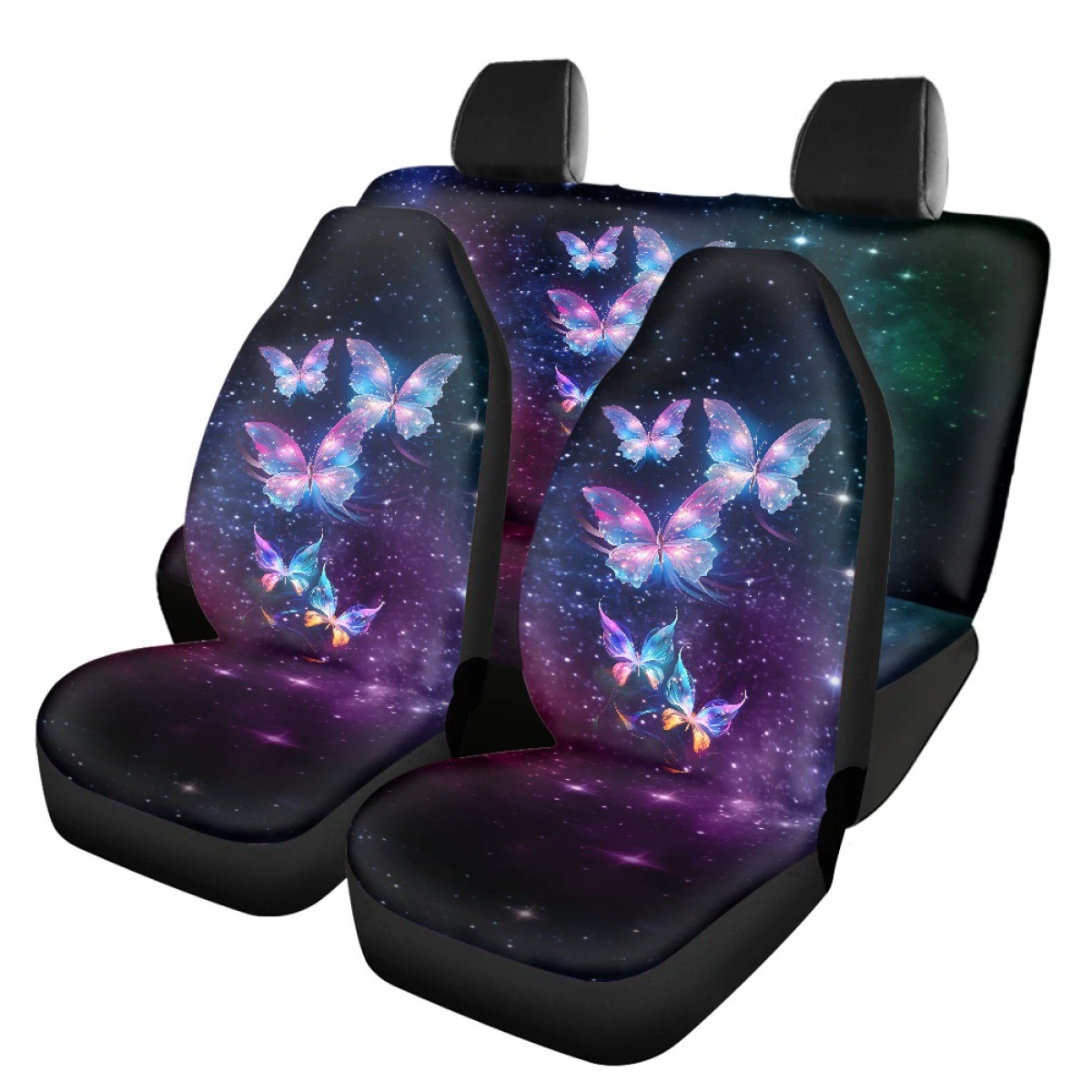 Модный чехол на подушку автомобильного сиденья, универсальный для всех передних и задних сидений автомобиля, материал полиэстер-спандекс, мечтательный узор бабочки.