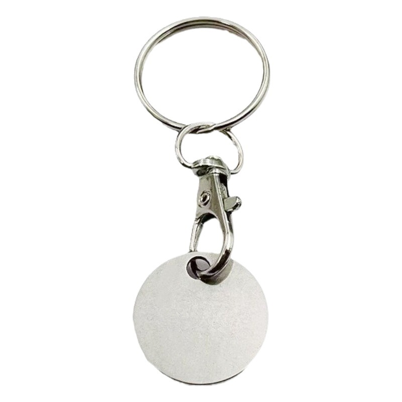 Amazon source foreign supermarket cart anti-lost label key card stainless steel shaped metal key ring listing