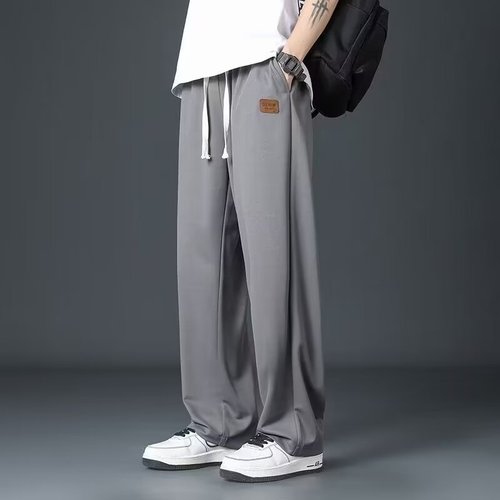 Ice silk drape summer thin wide-leg pants men's loose straight-leg draped trousers casual long pants floor-length quick-drying pants