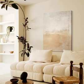 纯手绘侘寂风简约油画客厅背景墙壁画高级感肌理落地装饰画沙发画