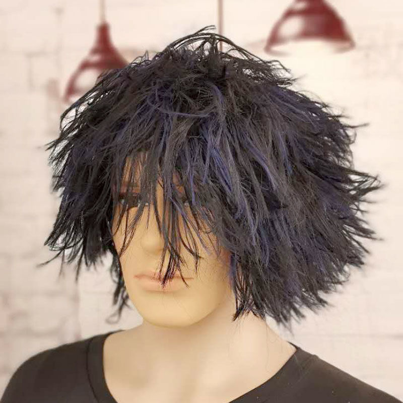 Beggar wig, masquerade party afro wig, men's black long straight hair, savage headgear, stage performance crazy man wig Beggar wig, masquerade party afro wig, men's black long straight hair, savage headgear, stage performance crazy man wig