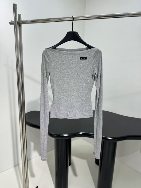 Nanyou レディース 25 夏秋新ファッション年齢軽減スタイルレターパッチワンショルダーカラー薄底長袖 Tシャツ|undefined