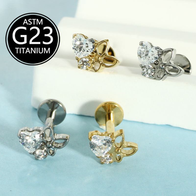 Pointed titanium steel lip stud product view