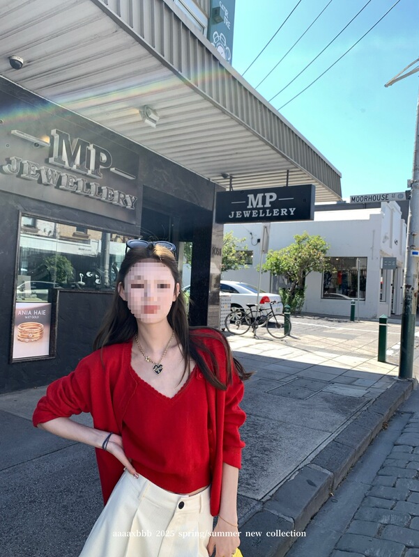 aaaaxbbb 琥珀午后 三色羊毛针织套装韩系吊带上衣休闲开衫外套女|undefined
