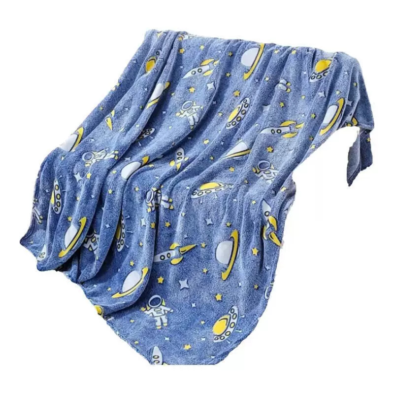 Comercio exterior transfronterizo al por mayor caballo arco iris unicornio manta fluorescente de doble cara franela manta impresa para niños