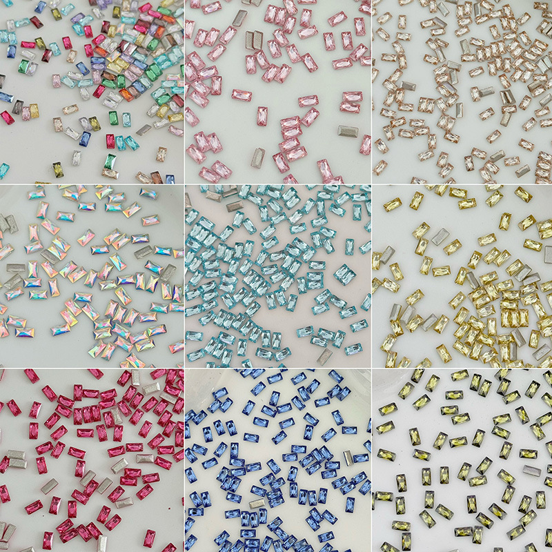 Rectangular flat-bottomed nail art rhinestones, popular 5A zircon cross-shaped rhinestone strips, wearable nail art accessories