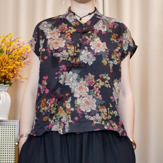 Tops, Chinese-Style Single-Layer Outerwear with Buttoned Vests, National Style Retro New Style Women's Summer Sleeveless Vests Tops, Chinese-Style Single-Layer Outerwear with Buttoned Vests, National Style Retro New Style Women's Summer Sleeveless Vests