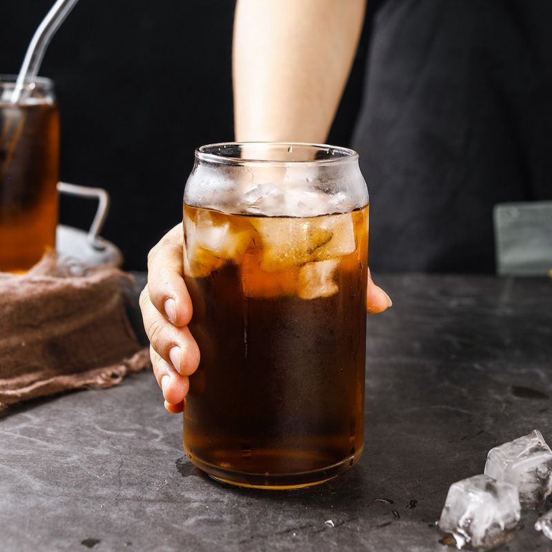 Simple ins taza de cola barra transparente jugo puede Red de vidrio bebida fría del hogar rojo taza de agua de alto aspecto