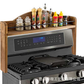 木制烤炉顶部置物架家用烤箱灶台调料架木制厨房炉灶香料收纳架