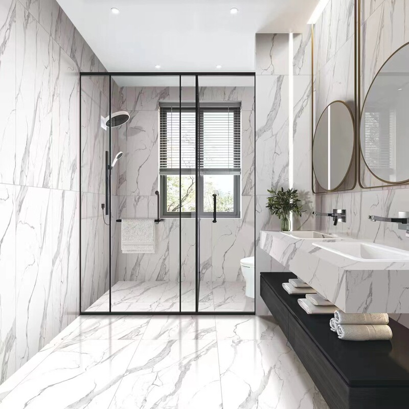 French marble tile big flower white soft light bathroom wall and floor tile kitchen bathroom living room background wall