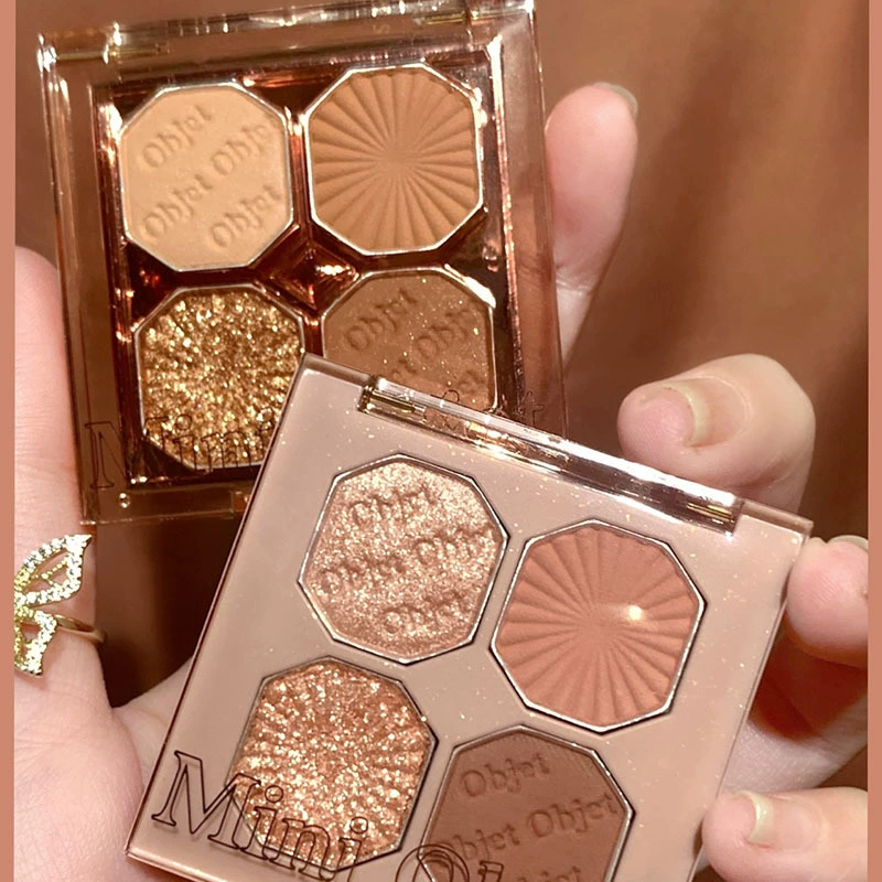 Matte Eye Shadow Palette (DIKALU) — Gem 4-Color Compact, Primer-Friendly for Dry Skin