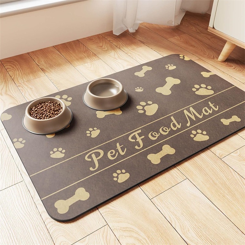 Amazon temu ラベル付きペット猫と犬の食事マット新しい珪藻泥フロアマット飛沫防止吸水速乾マット|undefined