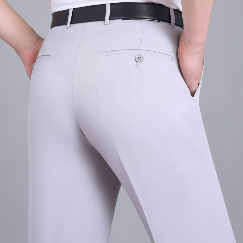 2025 verano nuevo estilo pantalones de hombre, cintura alta fina, pantalones de negocios rectos sueltos, pantalones de papá de mediana edad y ancianos image 14