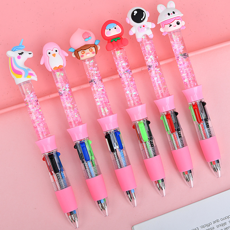 Caricatura de dibujos animados bolígrafo de cuatro colores bolígrafo creativo adorable bolígrafo multicolor bolígrafo multicolor bolígrafo para estudiantes
