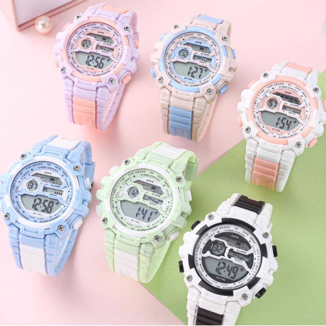 Nuevo estilo británico simple reloj electrónico de color de empalme estudiantes niños reloj de pulsera universal fresco reloj electrónico de alta calidad
