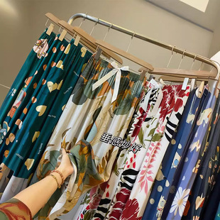 2024 Elastic Waist Summer Cotton Silk Cropped Wide-Leg Pants for Mothers, Middle-Aged and Elderly Women's Summer Thin Style
