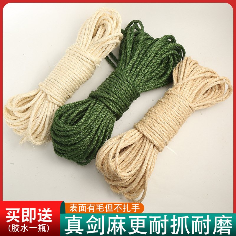 Special Sisal Rope for Cats, Natural and Odorless White Green DIY Homemade Cat Scratching Board, Cat Climbing Frame, Cat Scratching Post Rope