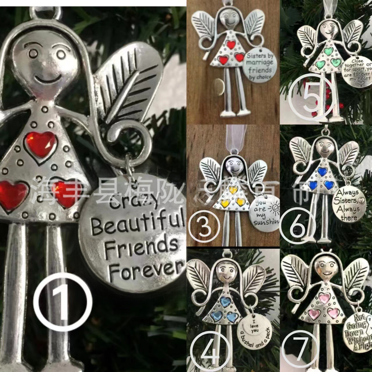 Christmas Cross-border New Product Christmas Silver Wings Christmas Tree Angel Girl Christmas Tree Scene Decoration Hanger