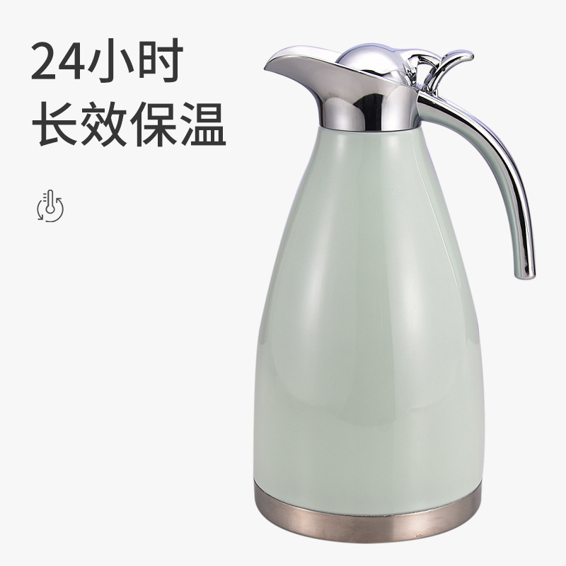 304 ステンレス鋼真空コーヒーポット二層一体型ヨーロッパ家庭用冷温水ケトル 2L 大容量魔法瓶ケトル|undefined