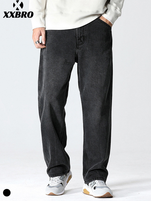 Xxbro ropa de hombre # pantalones de papá de todos los partidos de moda pantalones vaqueros de terciopelo lavados sueltos pantalones rectos de pierna ancha viejos para hombres